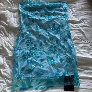 Blue Floral Embroidered Dress